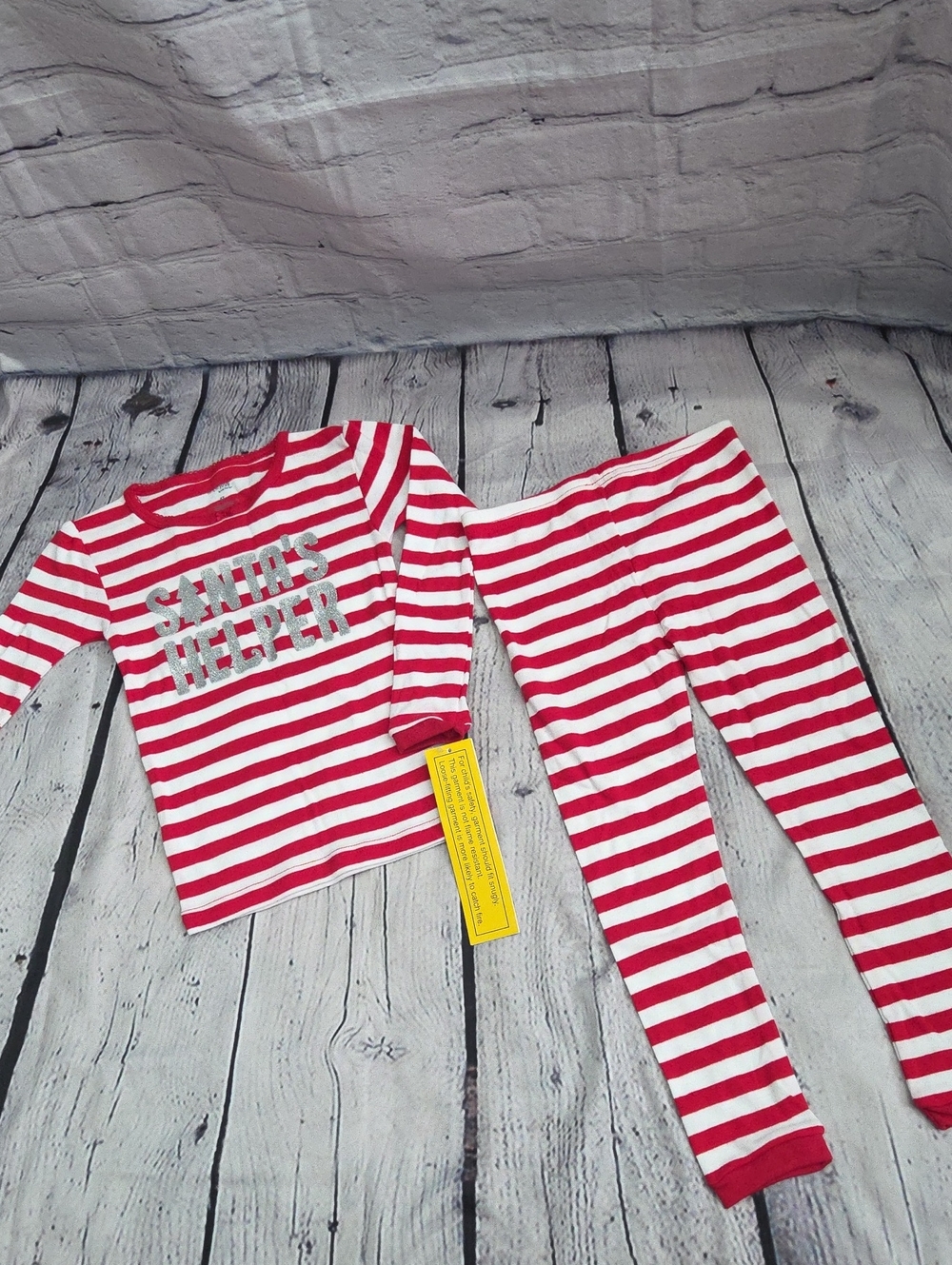 Kids Red & White Striped 'Santa's Helper' Pajama Set